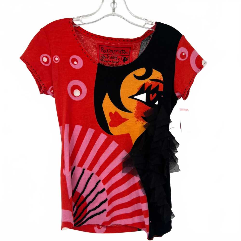 Paramita Red/Black Vintage Graphic Tee | Women’s L Cotton